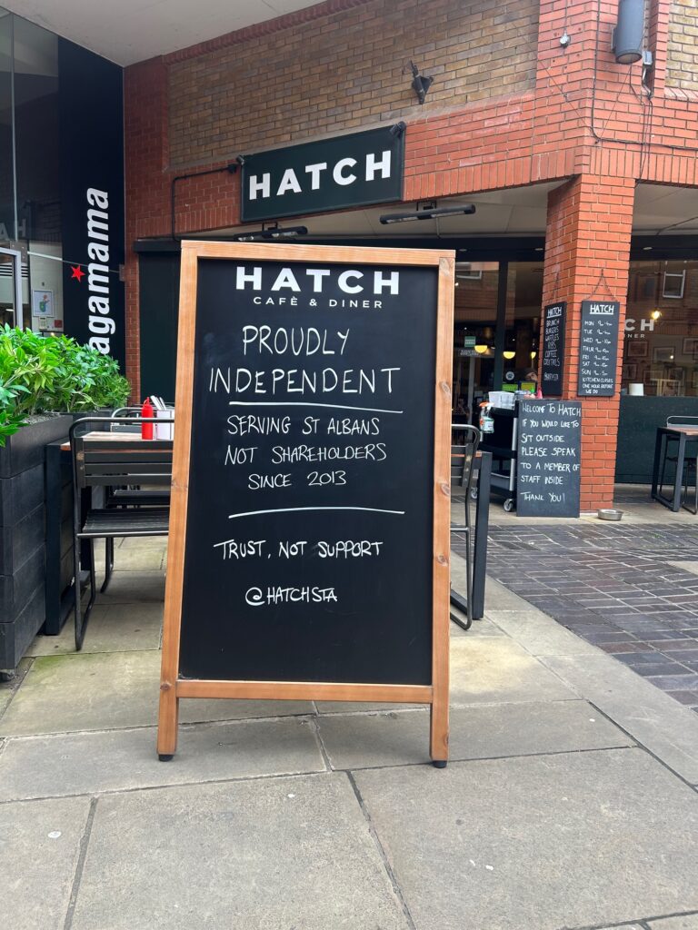 A sign outside Hatch