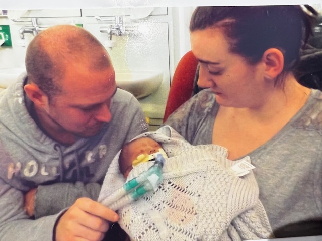 Craig and Lynsey White with baby Frankie.