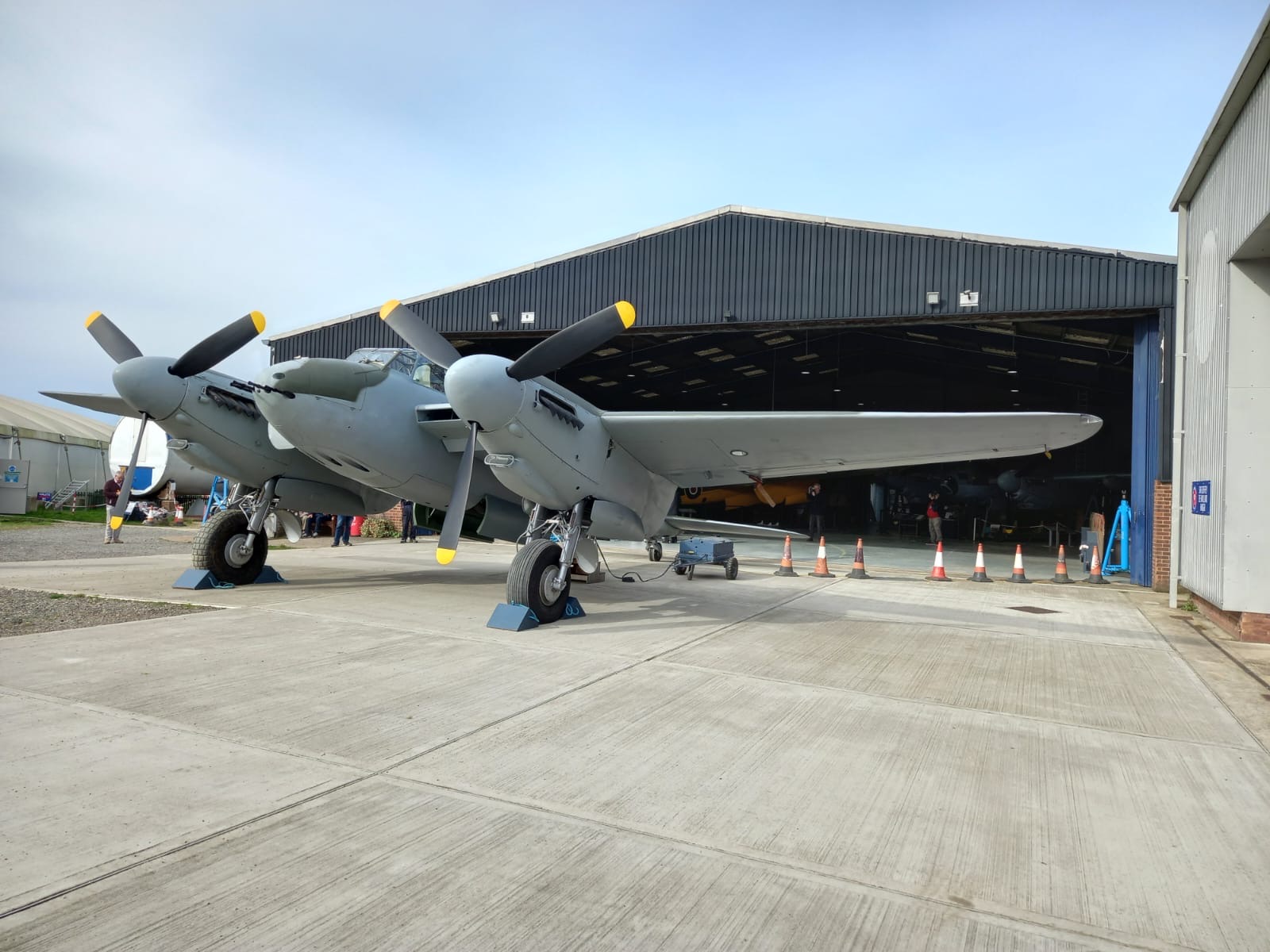 The Mosquito TA122 on one of its roll-outs at the de Havilland Aircraft Museum.