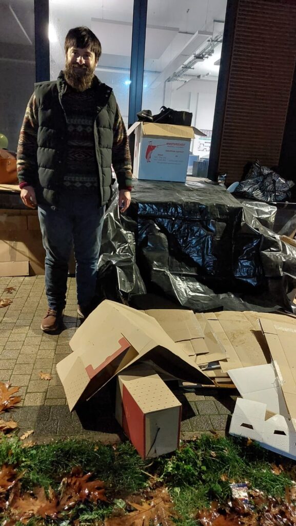 Aaron Jacob took part in the Sleepout on behalf of St Albans Mayor Cllr Teresa Heritage
