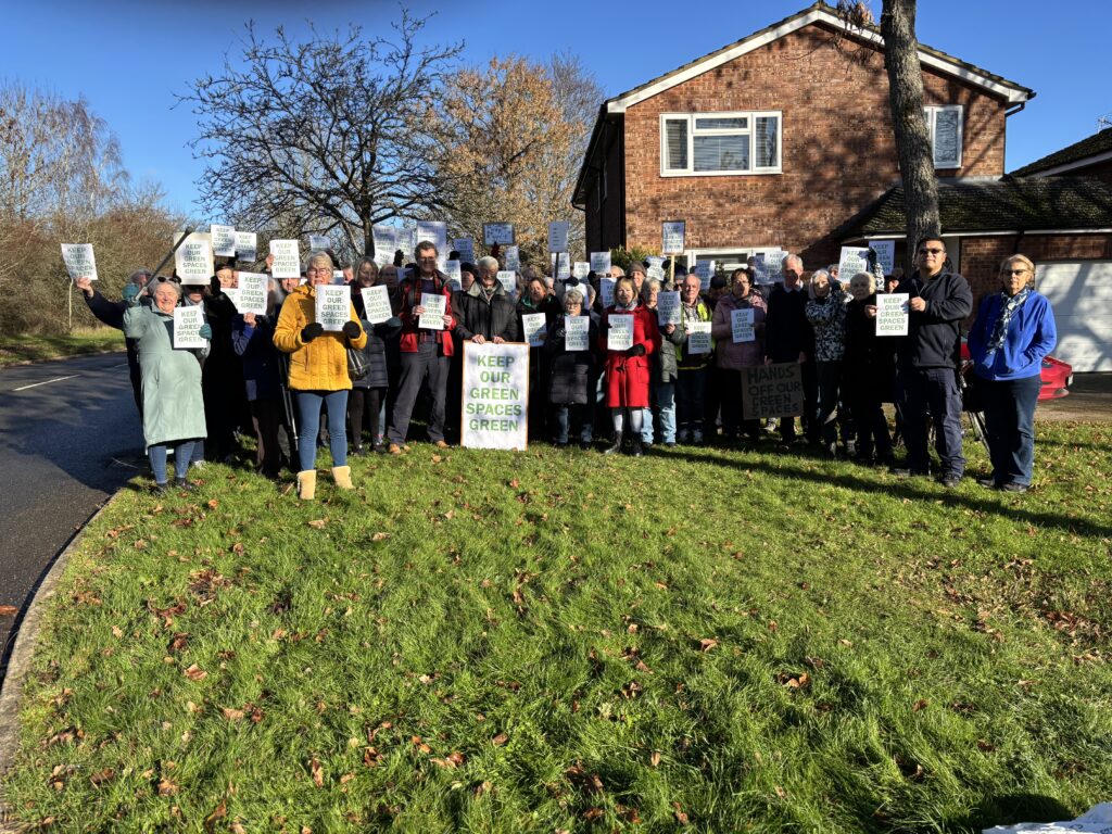 Verulam residents protesting against planning applications for community green space on the estate.