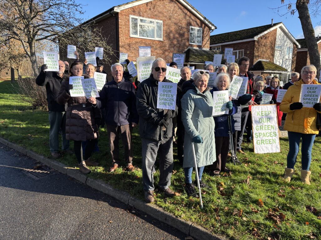 Verulam residents protesting against planning applications for community green space on the estate.