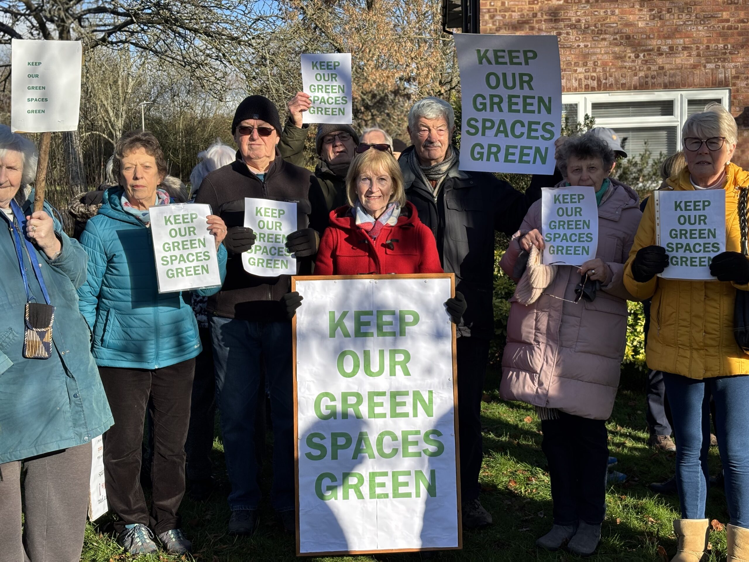 Verulam residents protesting against planning applications for community green space on the estate.