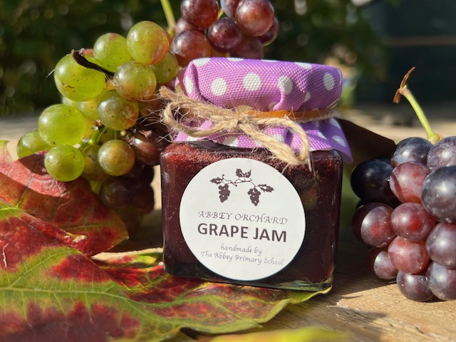 Making jam at The Abbey CE VA Primary School using grapes harvested on the school grounds.