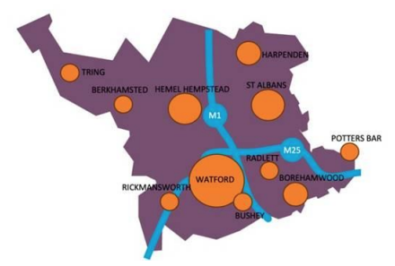 CC’s modelling of the West Hertfordshire unitary authority in the two UAs model.