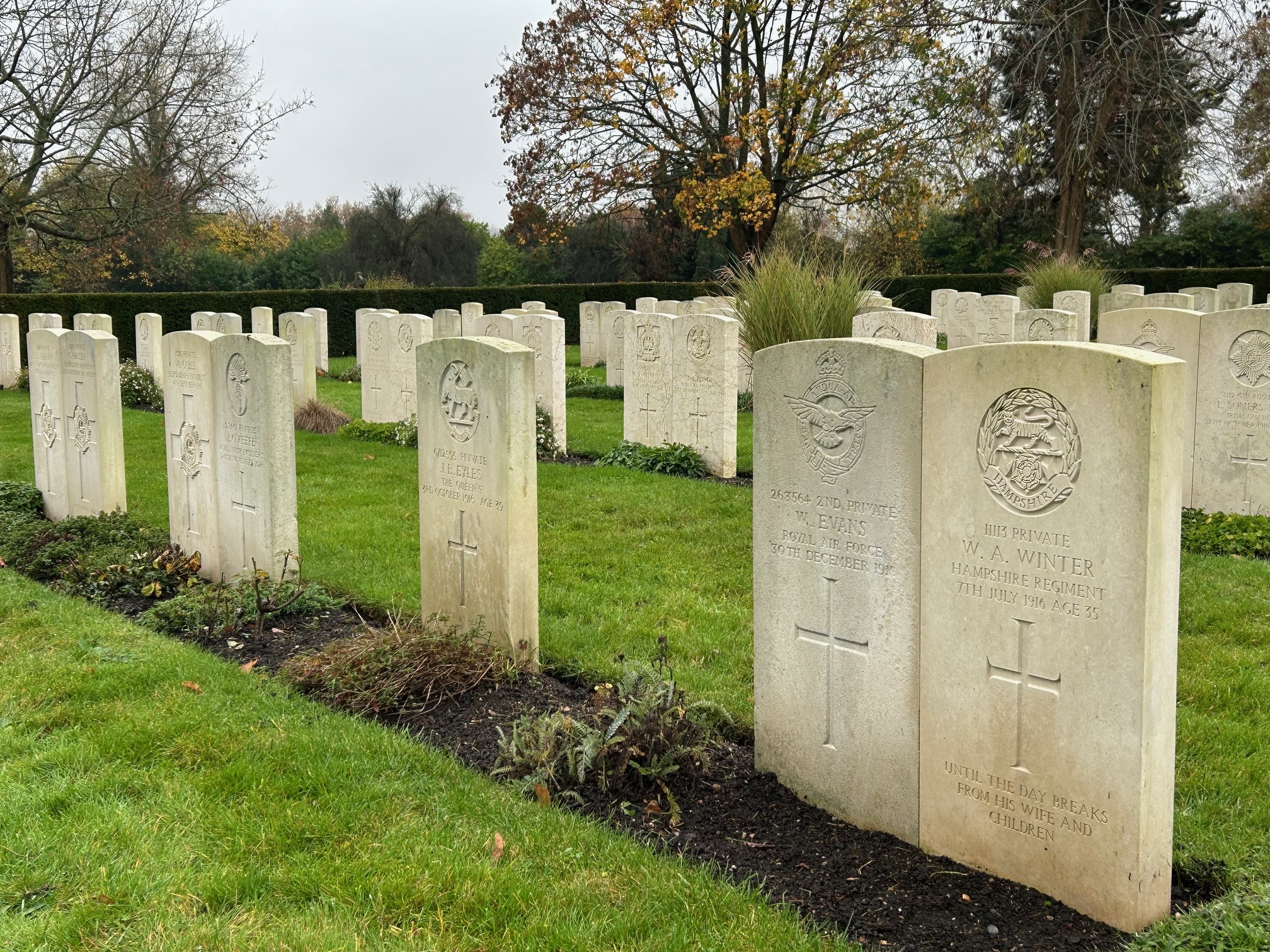 The war graves at Hatfield Road cemetery.