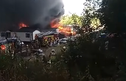 Screenshot from video showing the fire