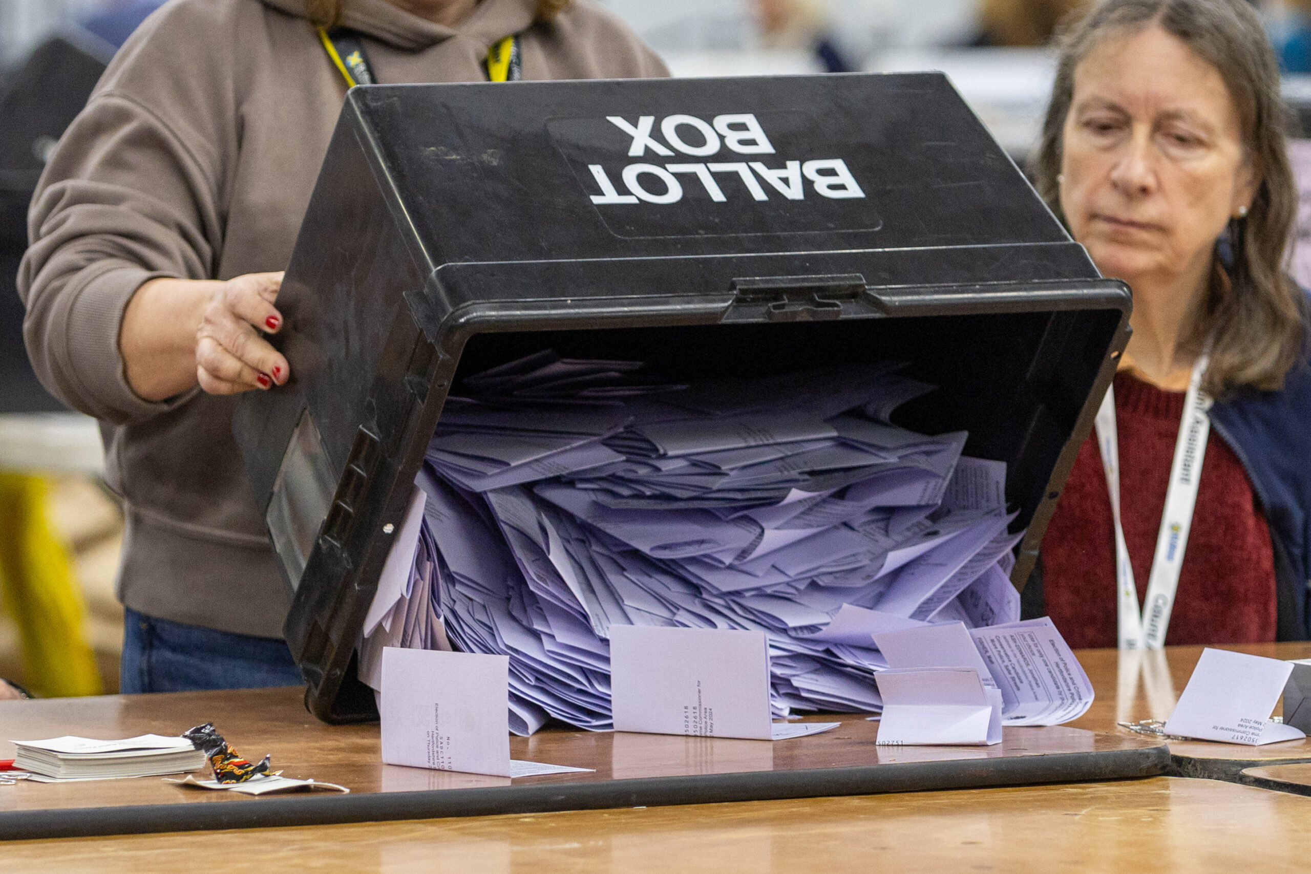 Votes being counted at Batchwood Sports Centre, St Albans during a previous local election.