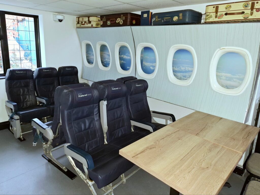 The refurbished Comet café at the de Havilland Aircraft Museum.