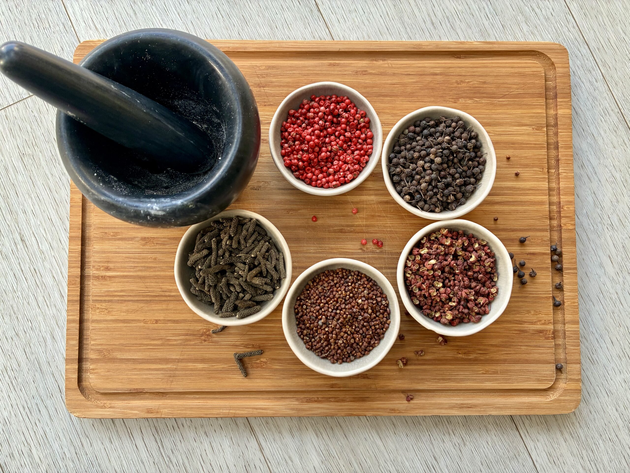 A selection of peppercorns.