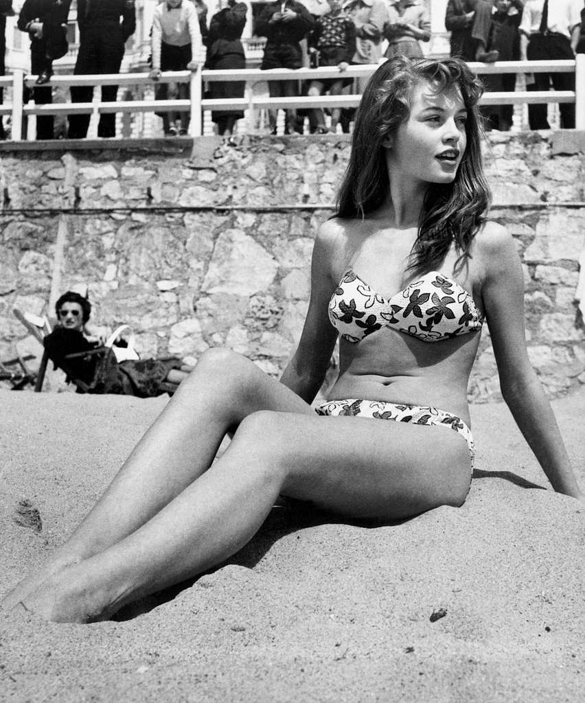 Brigitte Bardot in a bikini at Cannes, 1953