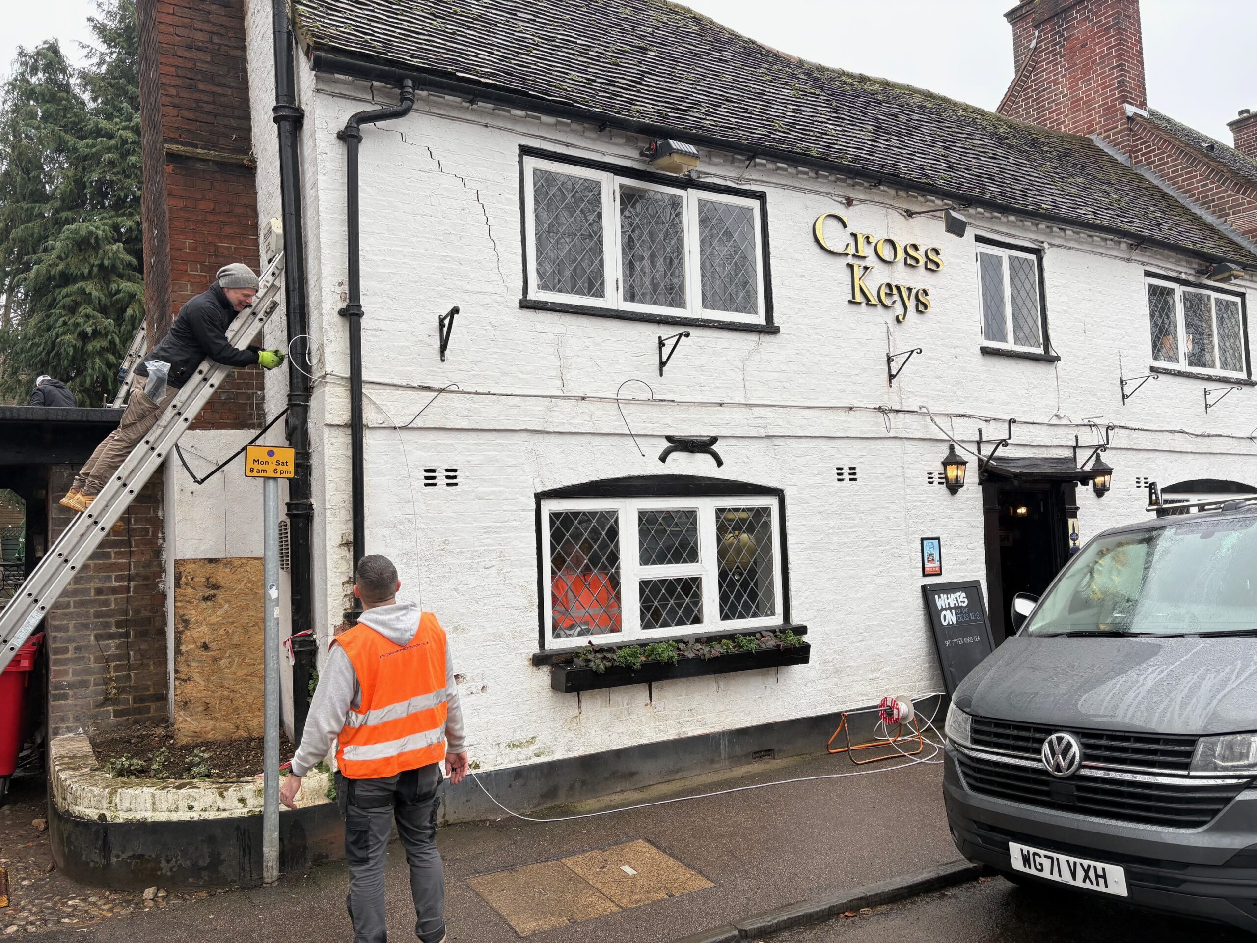 Work is underway to underpin The Cross Keys pub in Harpenden High Street.