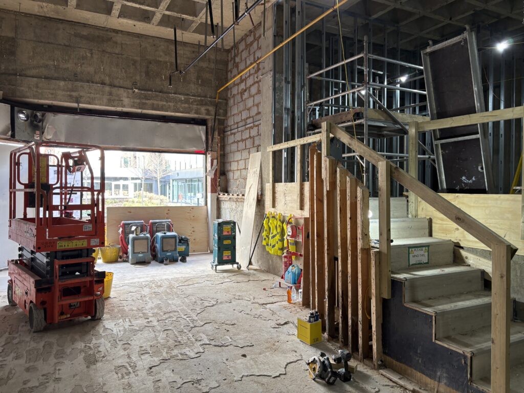 The stairs up to the first floor.