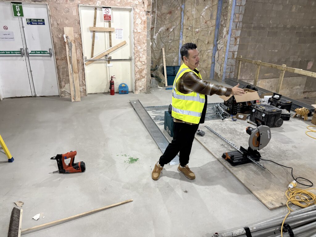 Chris shows off some of the features of the restaurant.