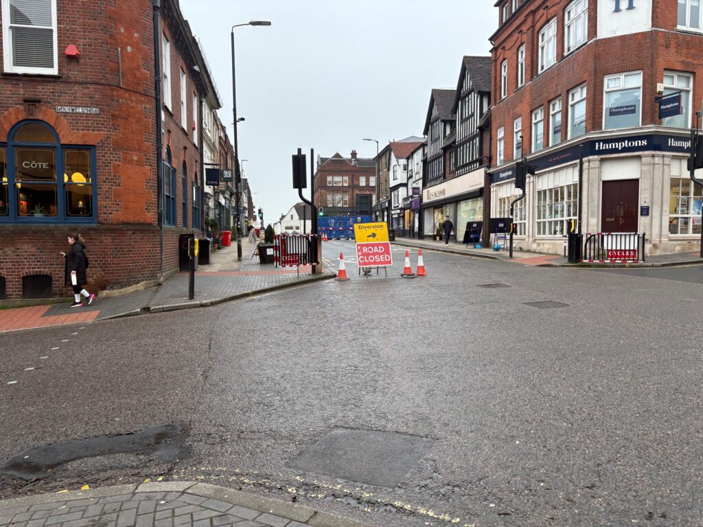 Diversions at High Street due to waterworks.