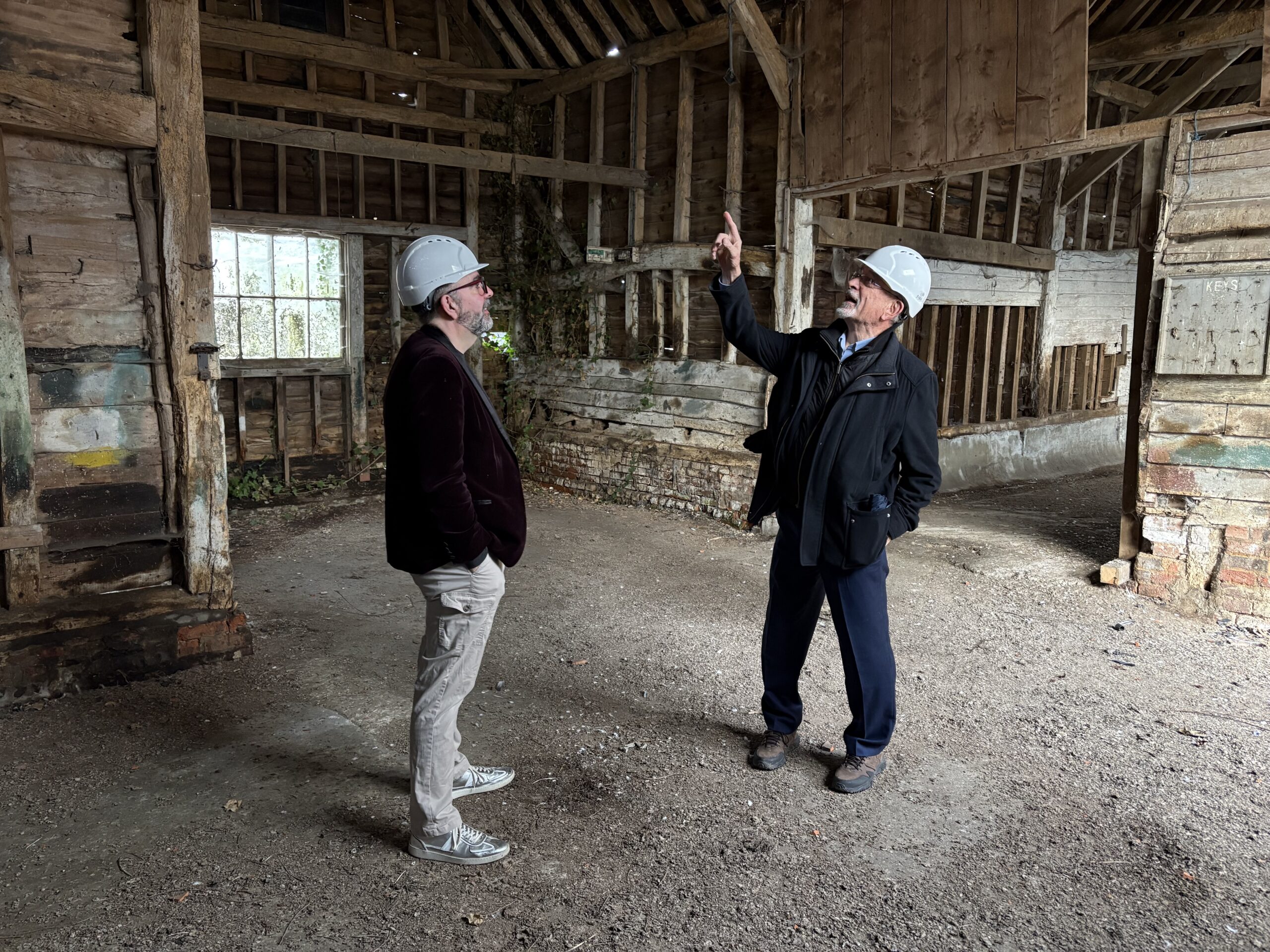 Adam Nichols and Kiffer Weisselberg inside St Germain's Barn