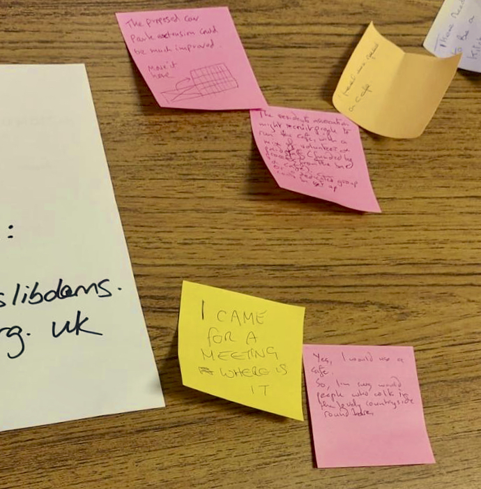 Some of the Post-It notes submitted at the New Greens meeting