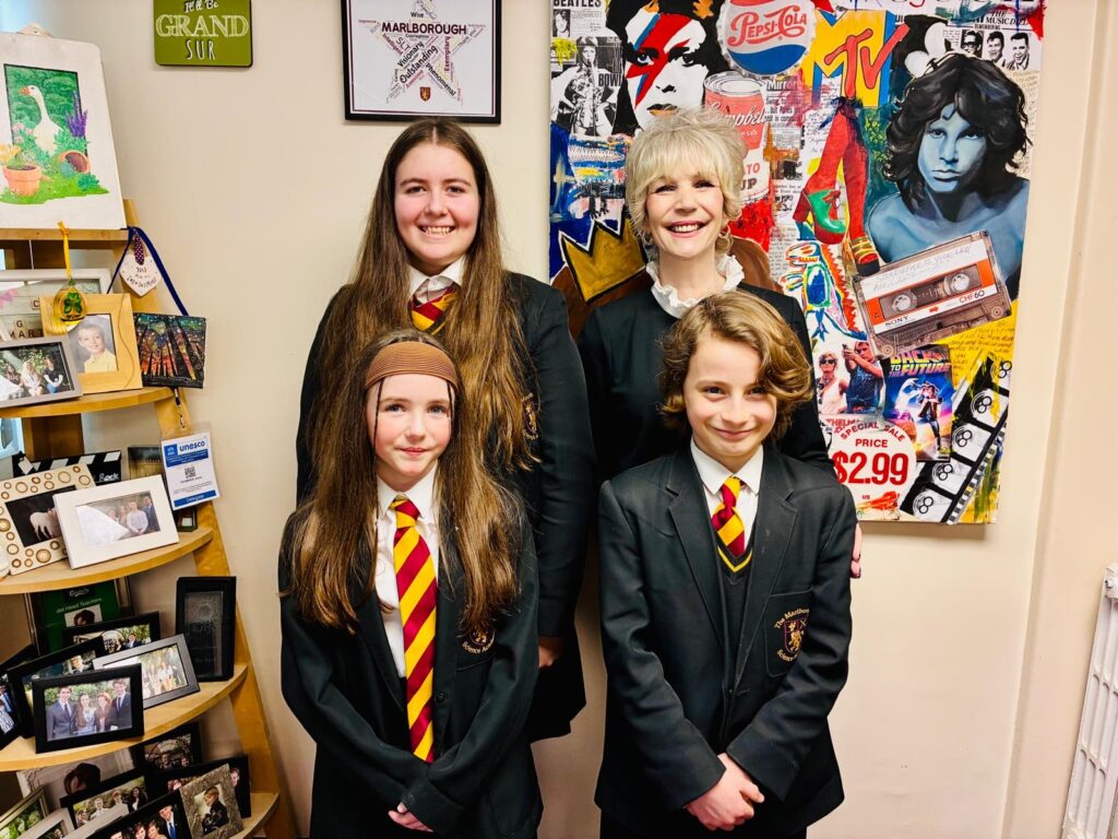 Annie Thomson with Marlborough students.