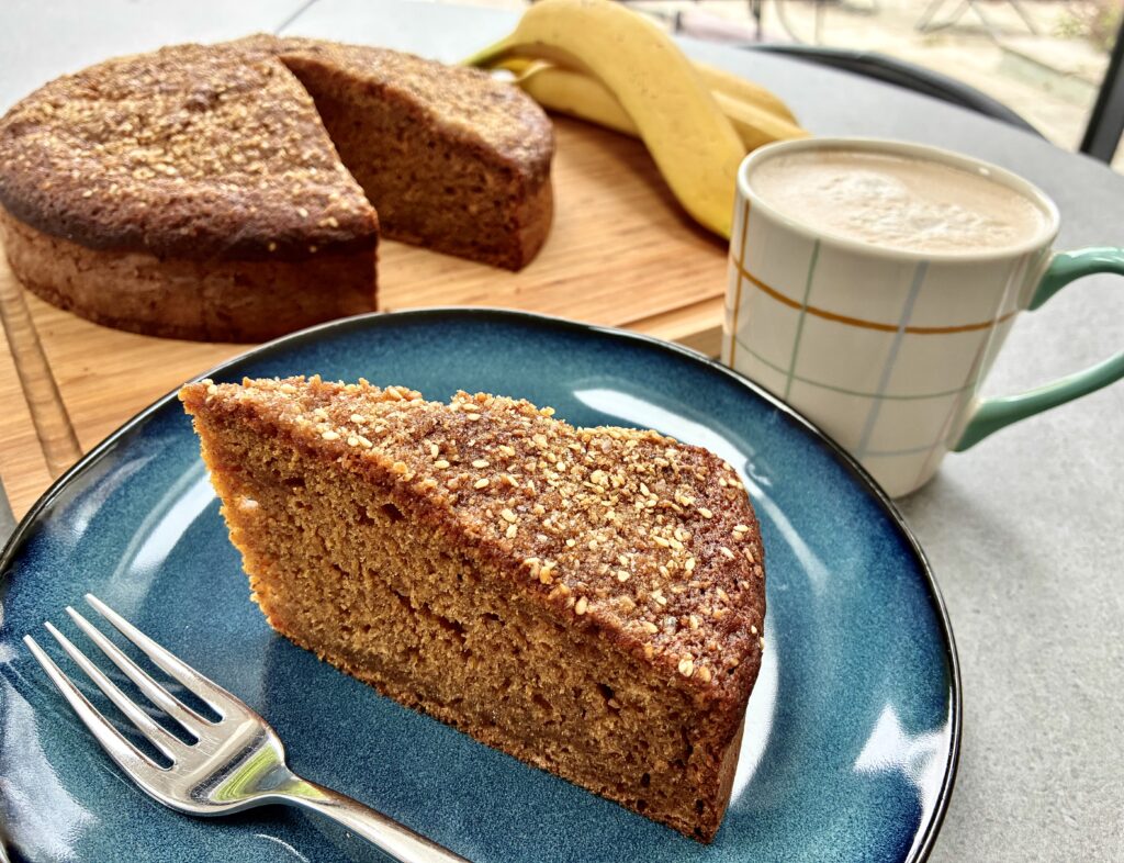 Slice of banana cake