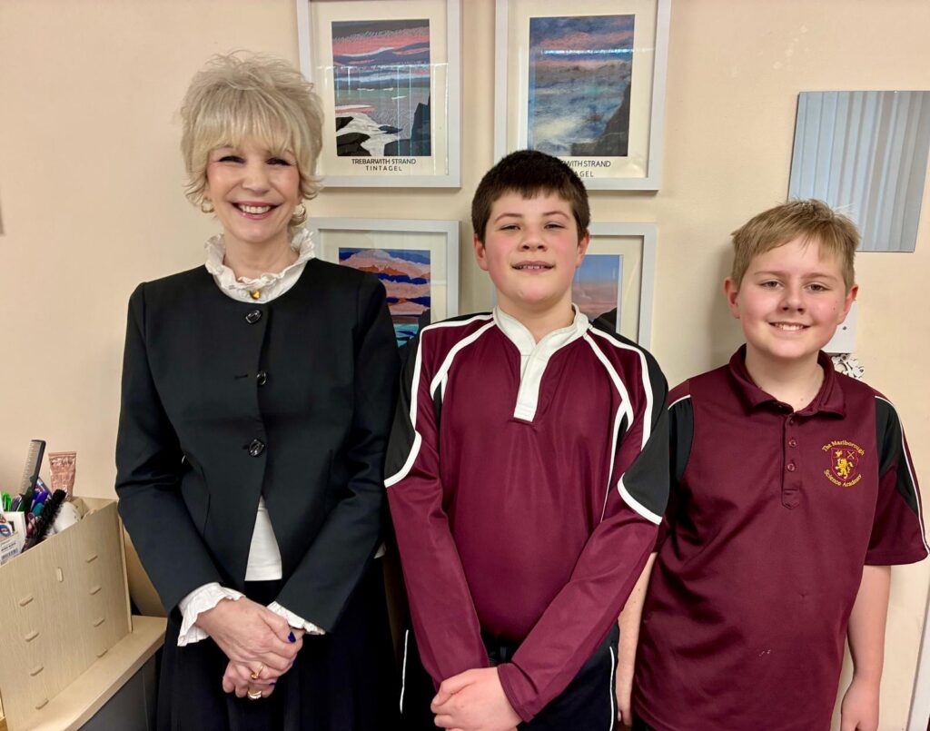 Annie Thomson with Marlborough students.