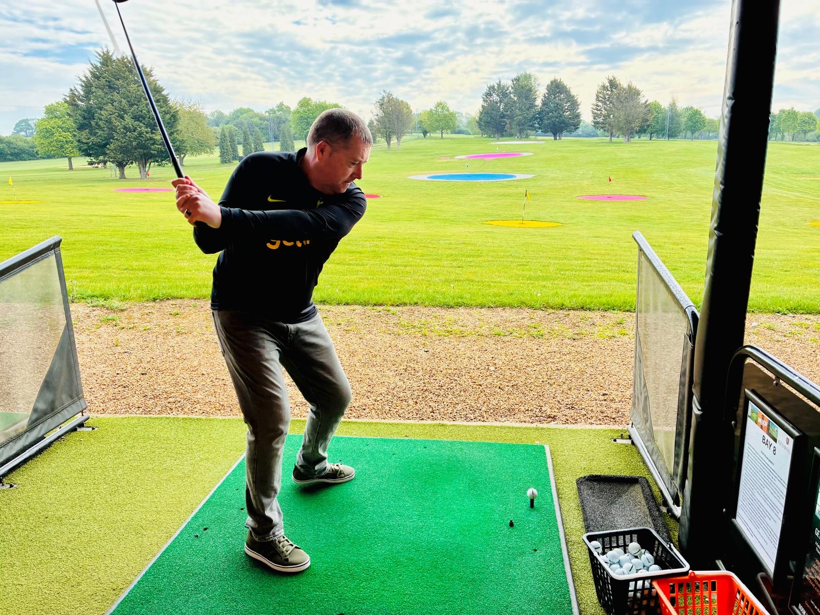 The Trackman driving range at Redbourn Golf Club