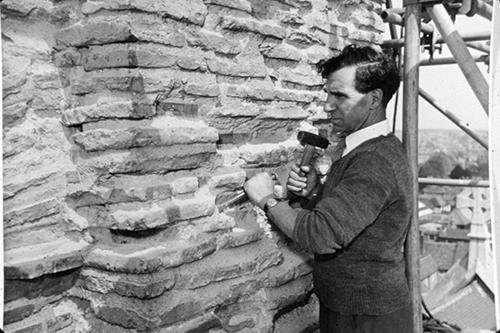 Restoration of the Cathedral tower. Photo: St Albans Museums.