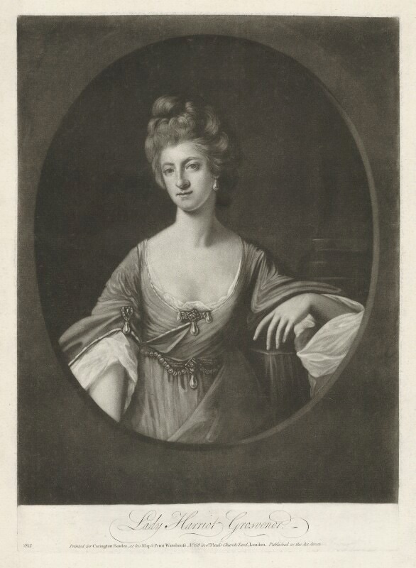 1774 Mezzotint portrait of Lady Henrietta Grosvenor.
