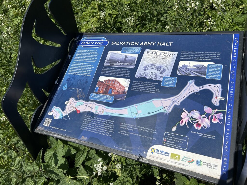A sign at the Salvation Army halt explaining the history.