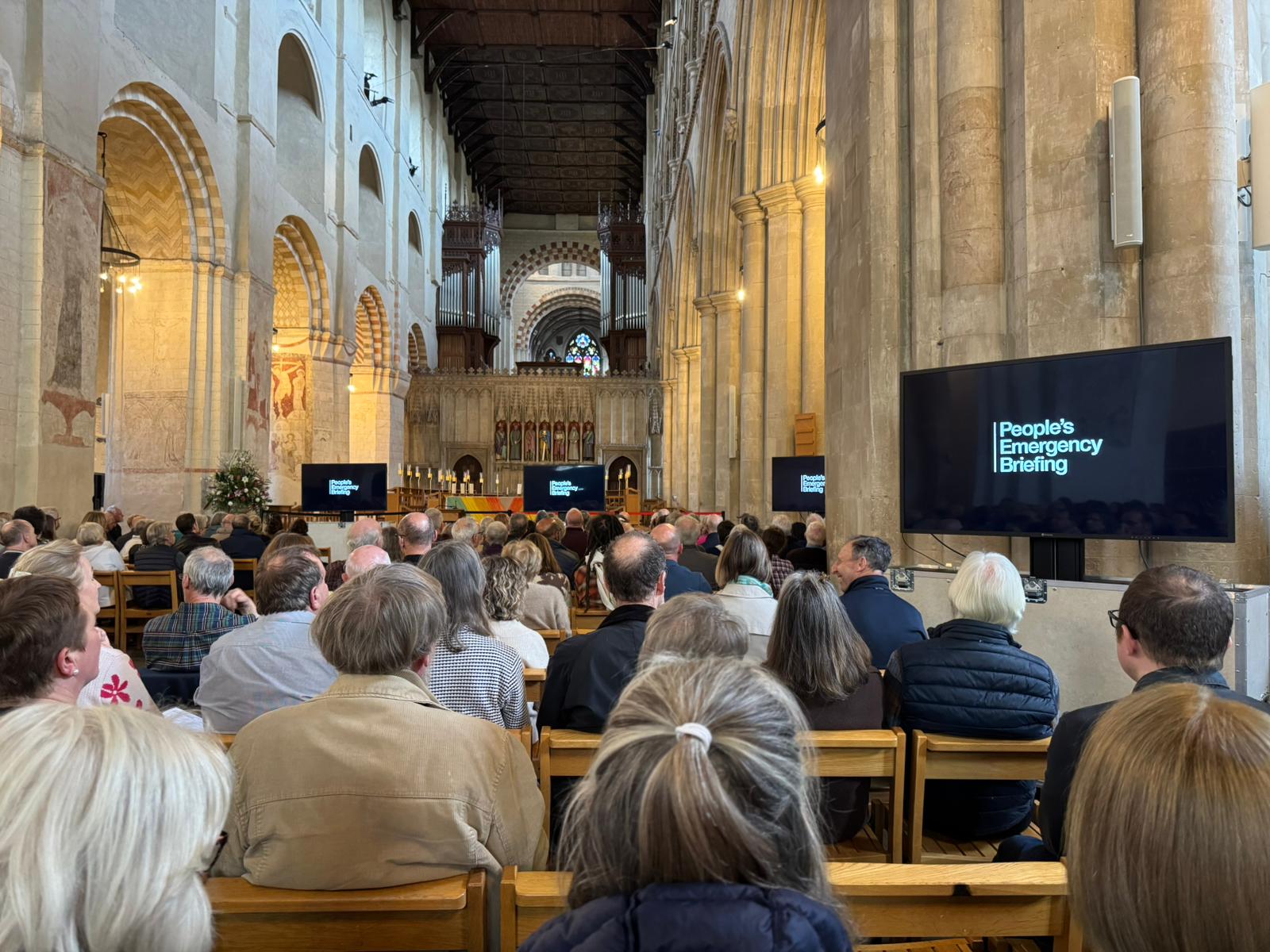 The People's Emergency Briefing screening event at St Albans Cathedral