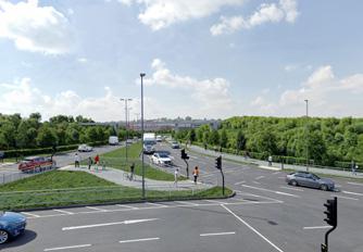 CGI image of the road layout around the SEGRO Logistics Park