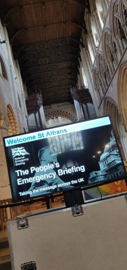 The People's Emergency Briefing screening event at St Albans Cathedral
