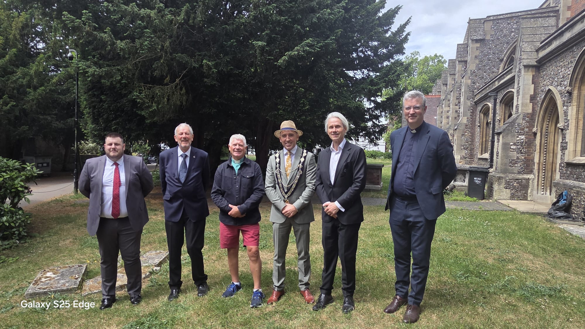 Jack Burgess, Professor Timothy Boatswain, Rev Mark Dearnley, Cllr Matt Fisher, Dr Florian Ruths, Archdeacon Charles Hudson. Photo: Snjezana Boatswain