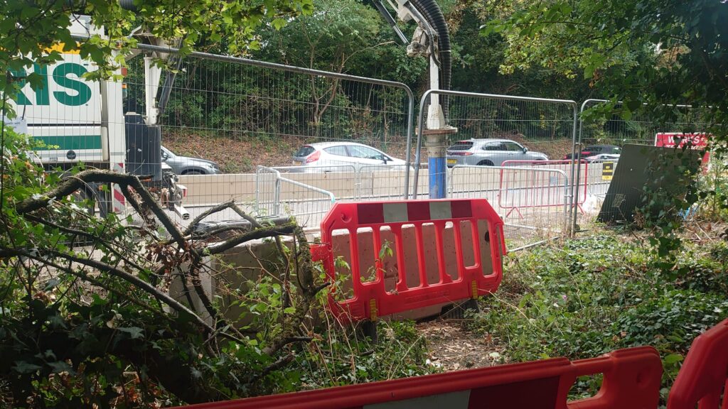 Deep digging at the Park Street roundabout site.