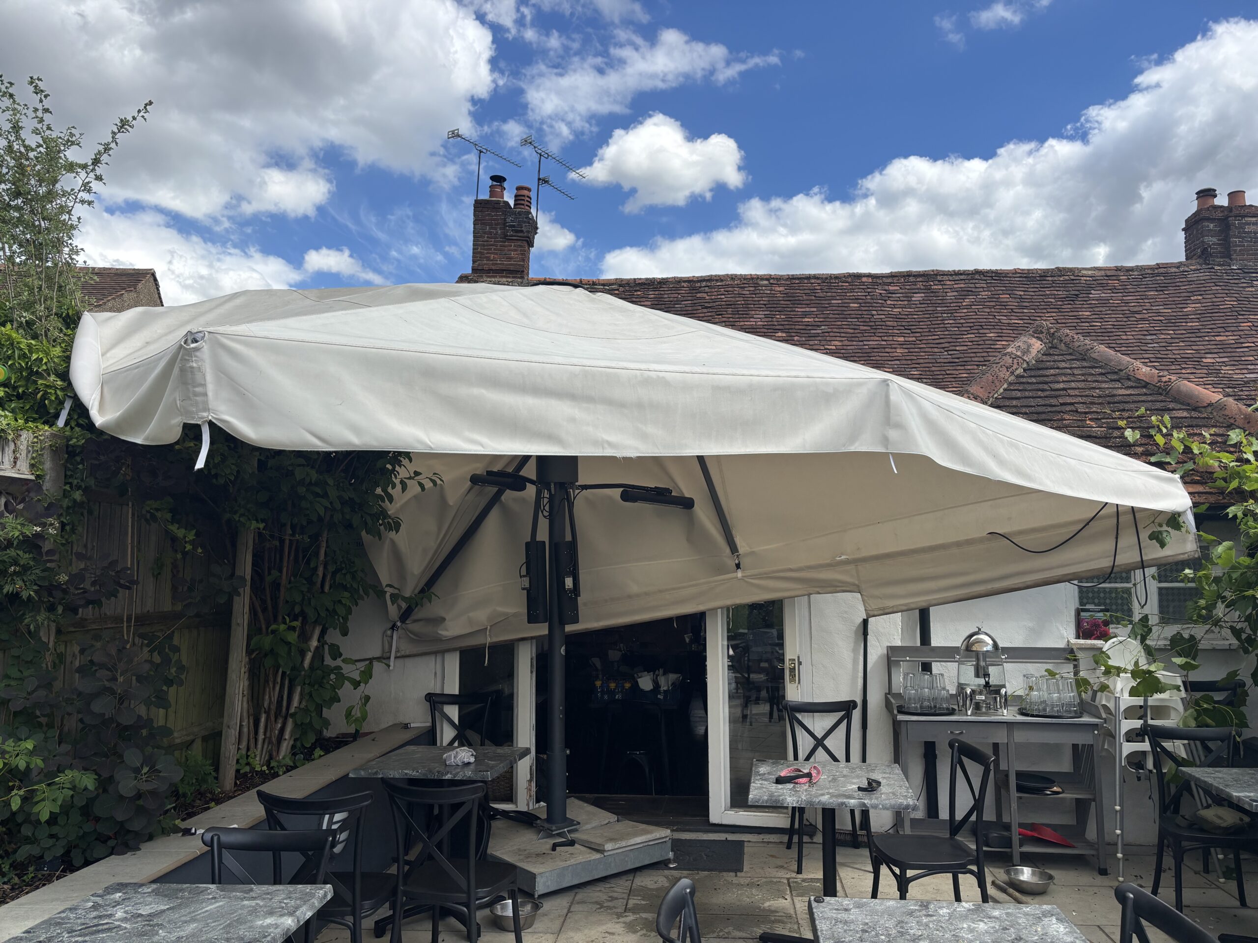Damage caused by a mini-tornado at Heartwood Tea Rooms in Sandridge