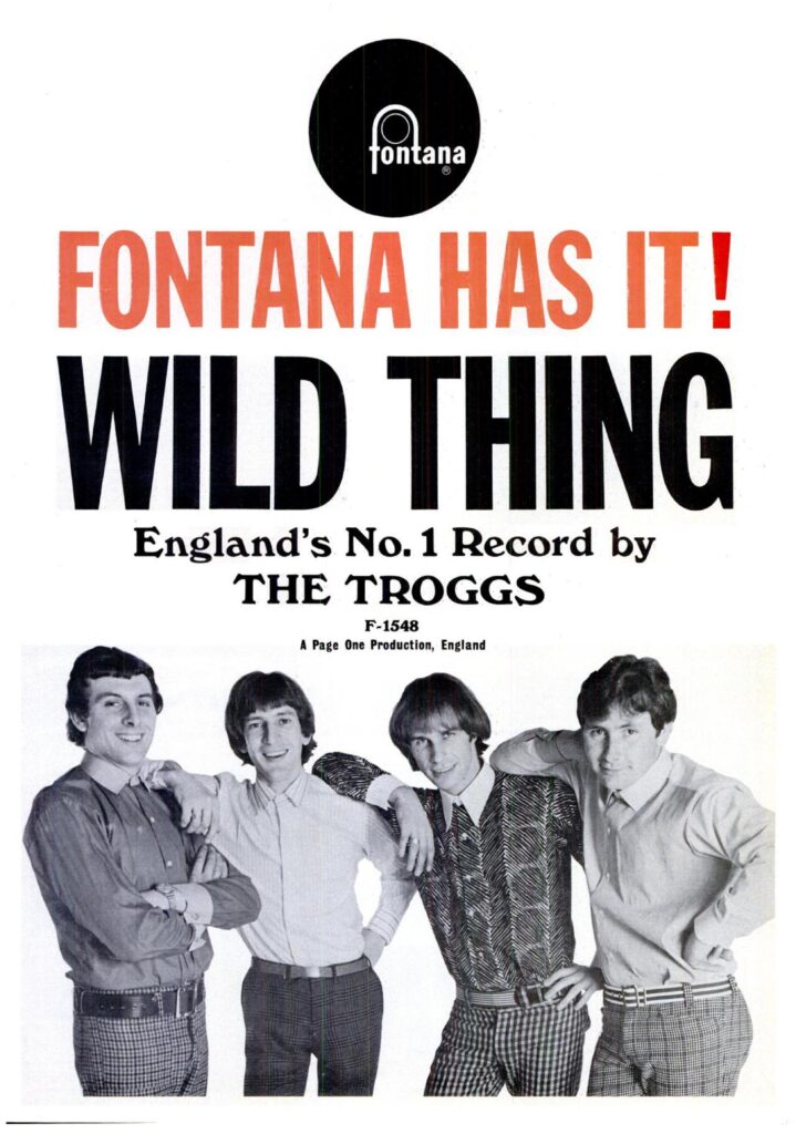 Poster advertising Wild Thing by the Troggs.