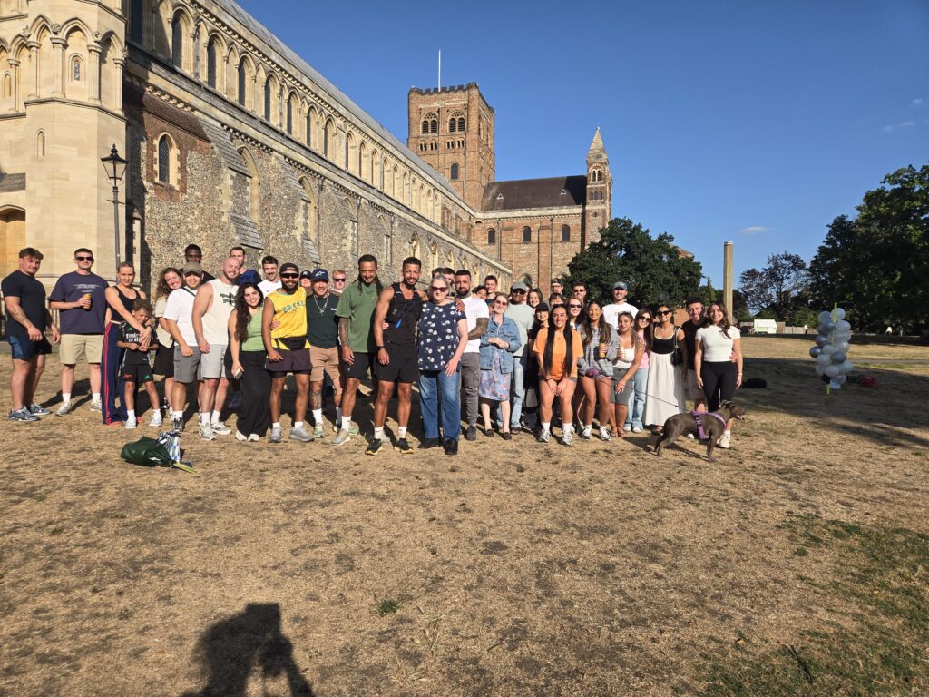 Ricky with his friends, family and supporters at St Albans Cathedral