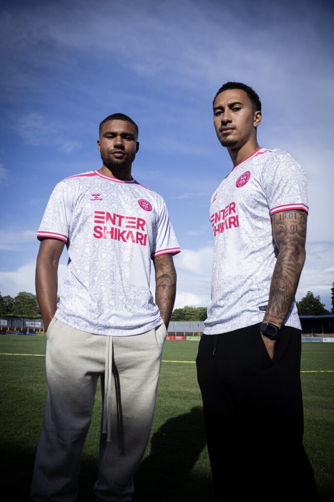St Albans City FC have a new away clash kit for season 2026-27. Our picture shows it being modelled by new signings Kai Brown (right) and Frankie Musonda