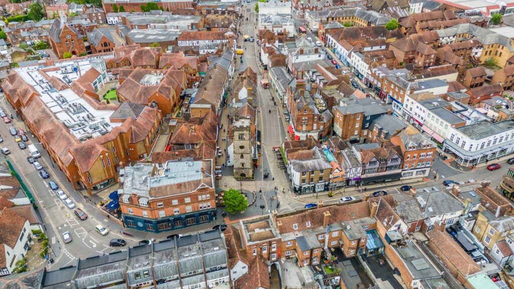 A drone view of St Albans city centre. Photo: Barry Goodey