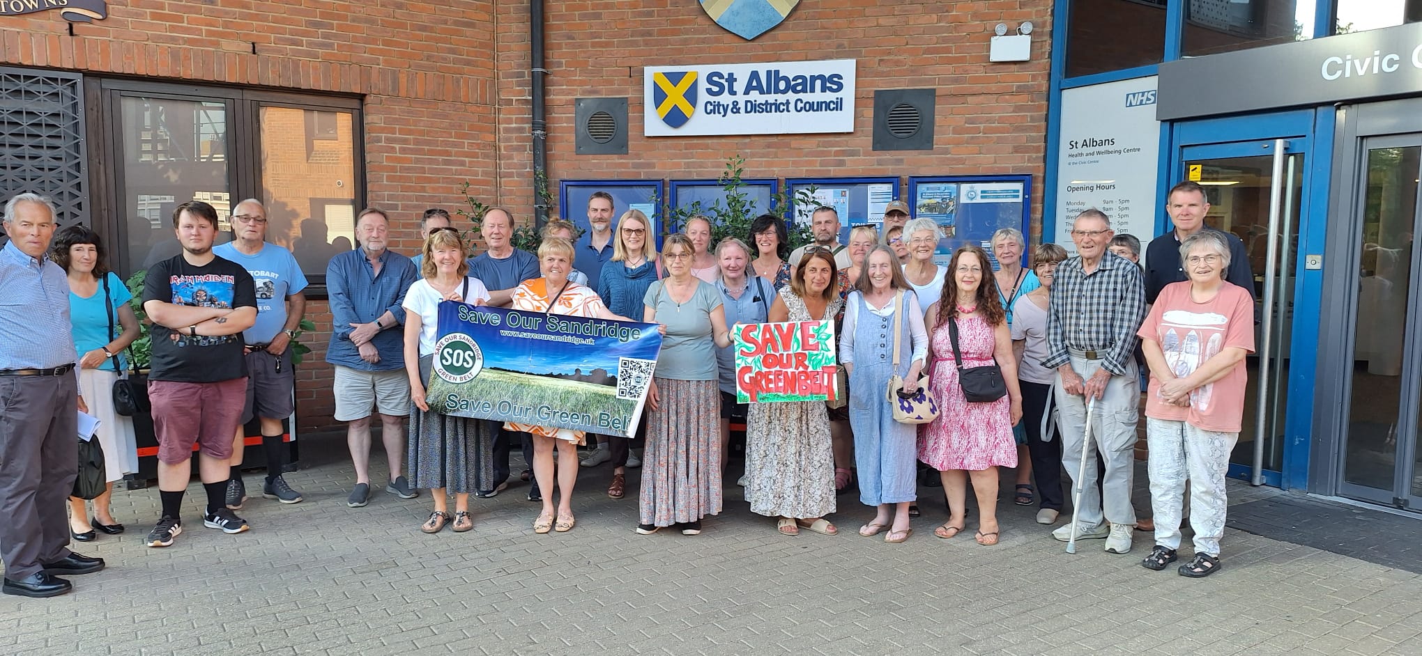 Save Our Sandridge campaigners outside the Civic Centre on Monday