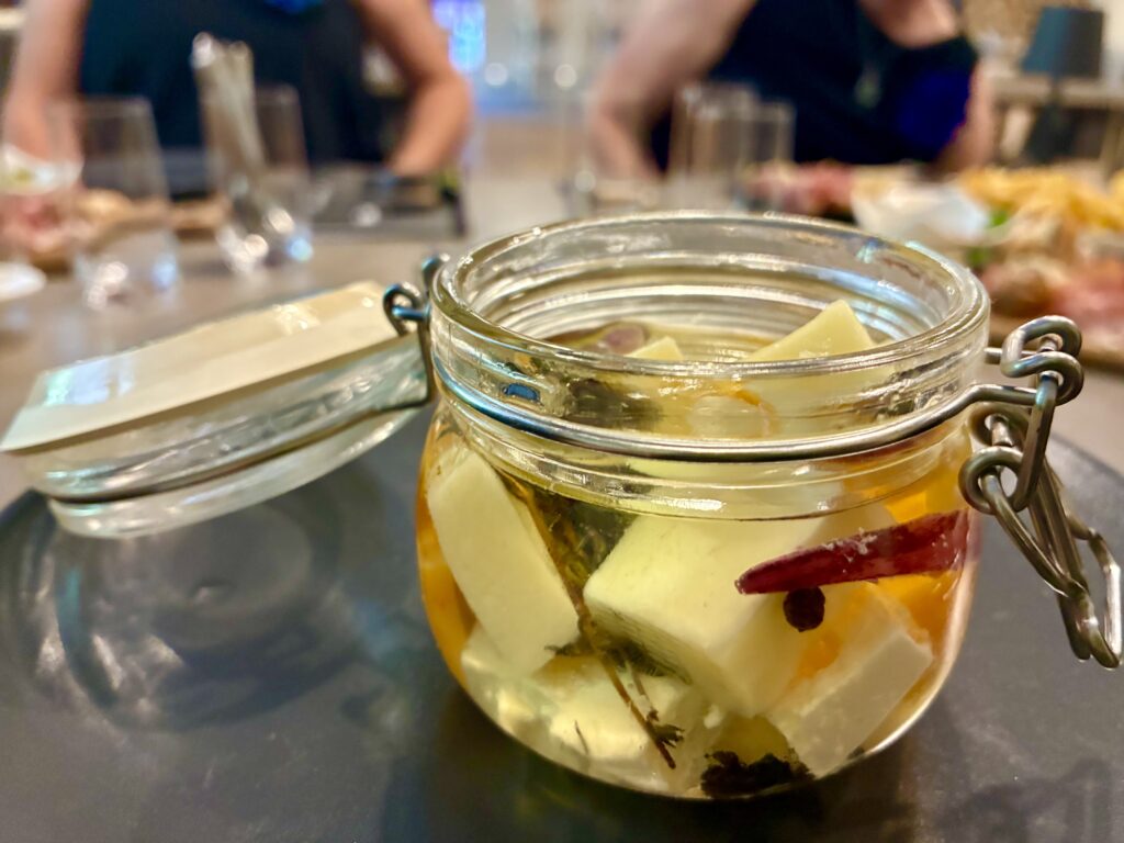 Marinated 'pickled' cheese