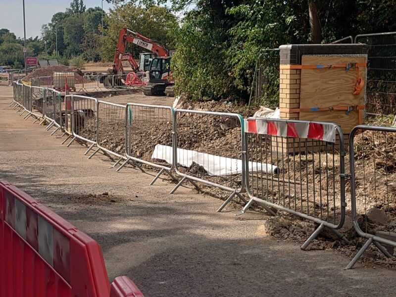 The trench which has now been filled in at Park Street roundabout.
