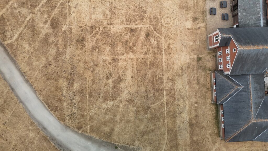 The parchmarks revealing the Capability Brown designed parterre