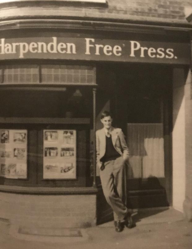 John Seabrook outside the Free Press offices in Church Green in 1954. Photo courtesy of his daughter Hilary Robertson