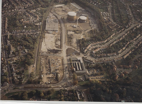 The old gasworks site following demolition (St Albans Museums).