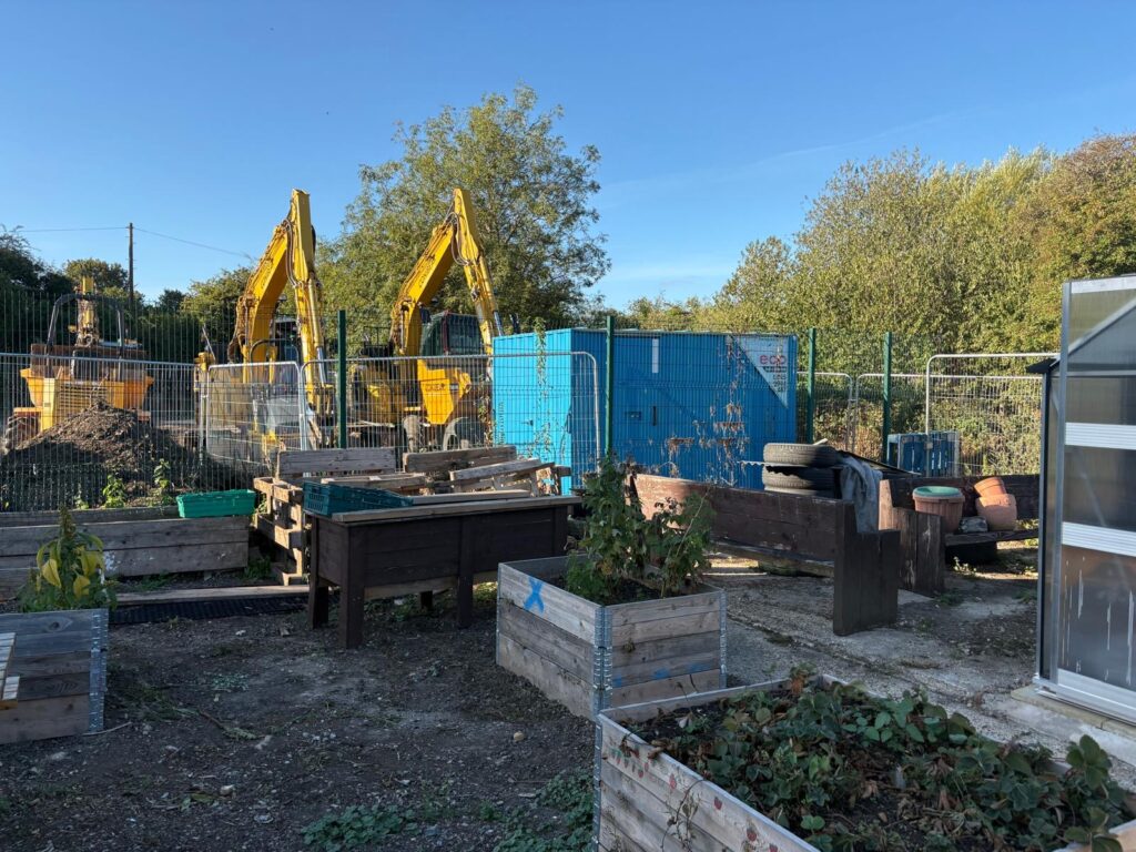 SEGRO's contractors adjacent to the allotments site.