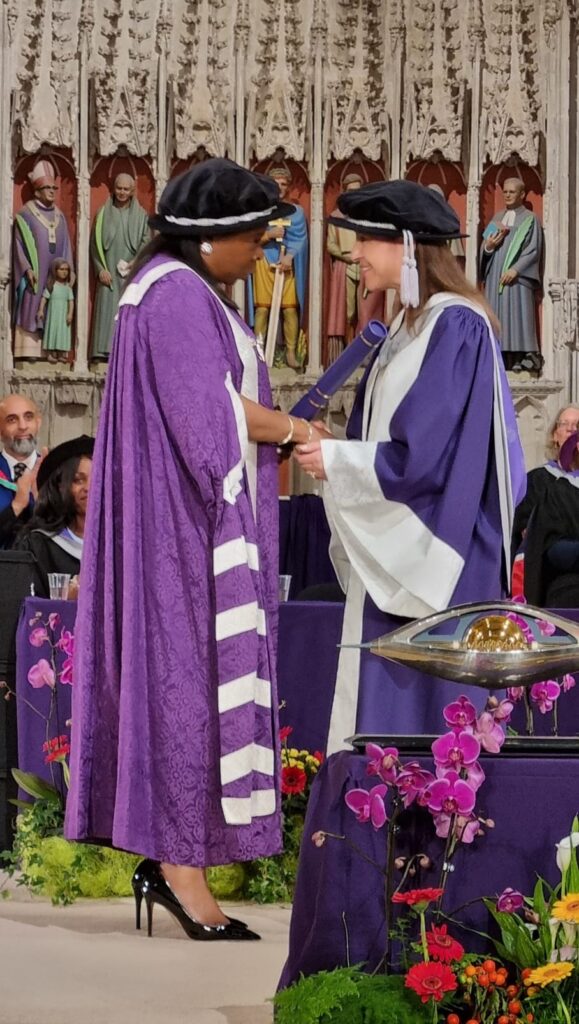 Annie Brewster receives her honorary doctorate in the Cathedral