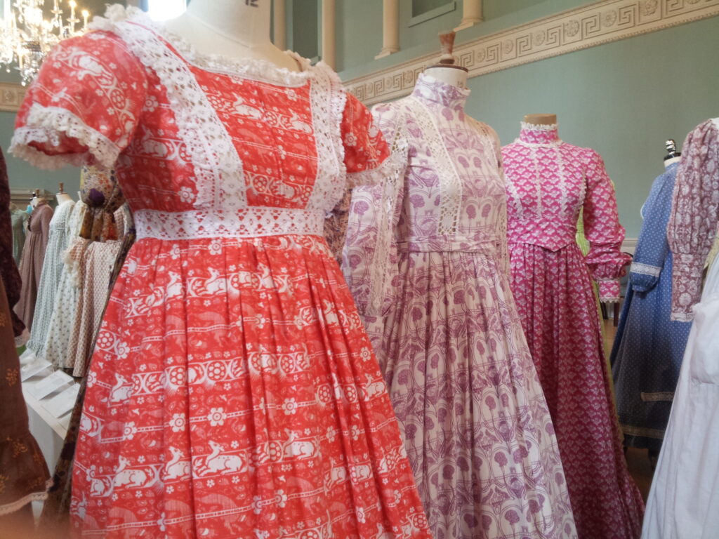 Printed cotton dresses made by Laura Ashley (Creative Commons Attribution- Share Alike 4.0 International license).