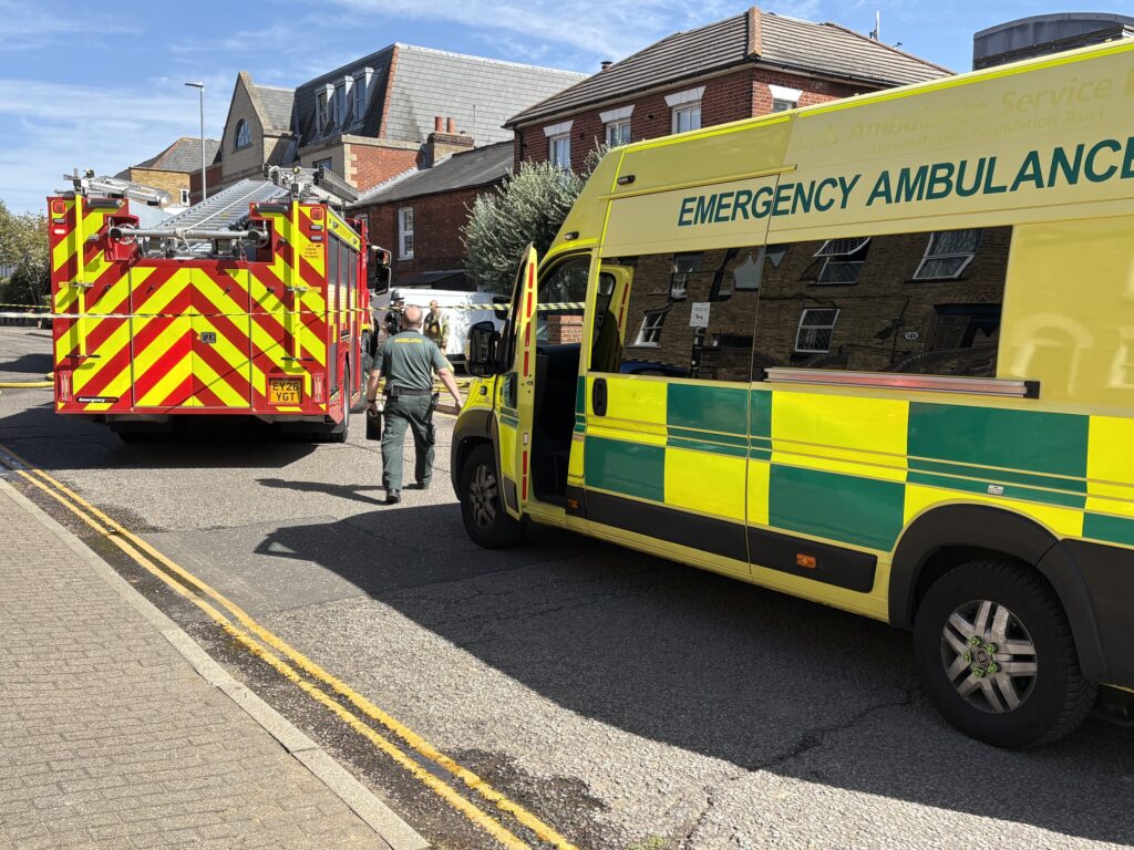 Paramedics arrive on the scene.