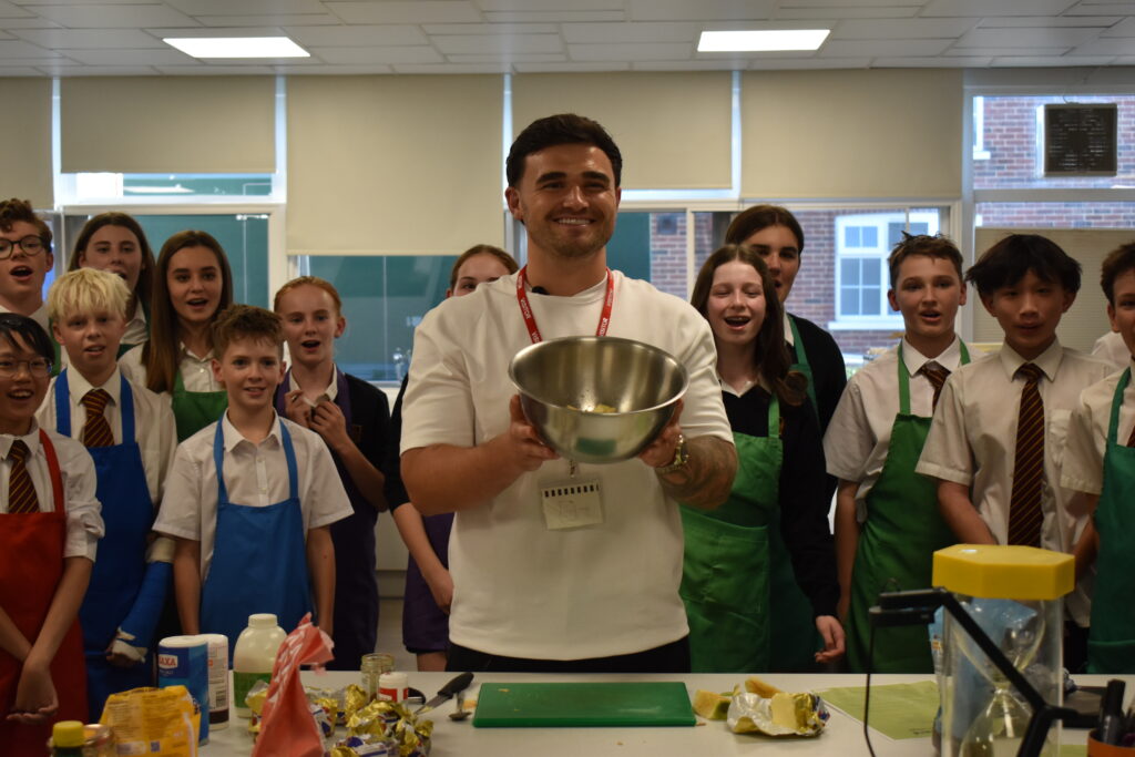 Great British Bake Off winner Matty Edgell launches Veolia Orchard at St Albans school