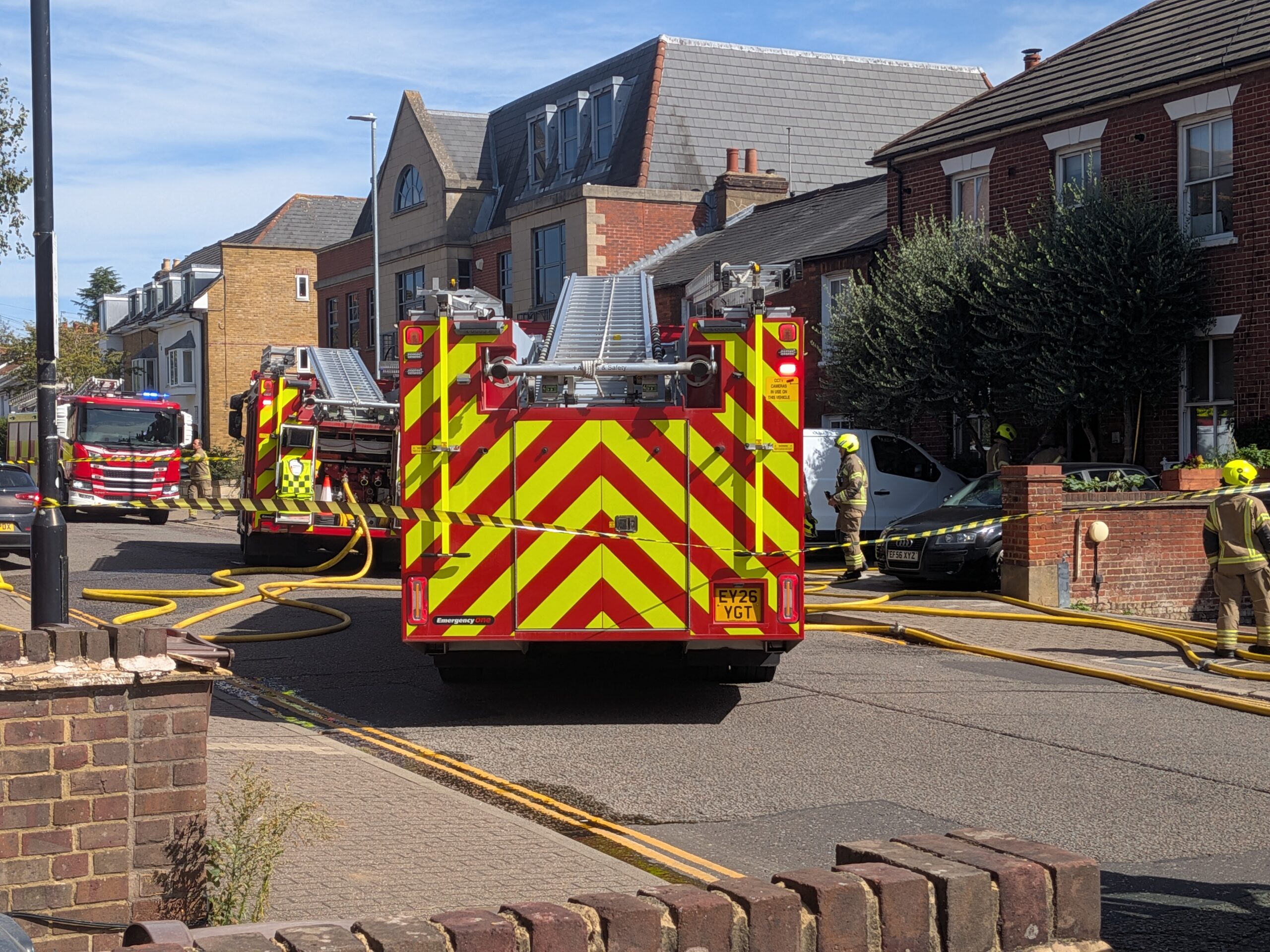 Fire engines in Lattimore Road, St Albans.